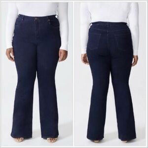 Universal Standard Sava High Rise Flare Jeans Dark Indigo Wash Approximating 30